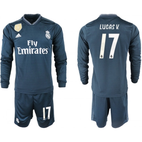 Реал Мадрид футболка гостевая 2018/19 с длинным рукавом номер 17 Лукас Васкес