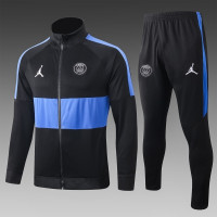 ПСЖ спортивный костюм черный с синей полосой сезон 2019-2020