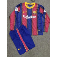 Барселона (Barcelona) Детская футбольная форма домашняя с длинным рукавом сезона 2020-2021