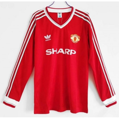 Манчестер Юнайтед домашняя ретро футболка сезона 1986/88 с длинным рукавом