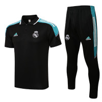 Спортивный костюм Реал Мадрид с чёрно-бирюзовым поло сезон 2021-2022