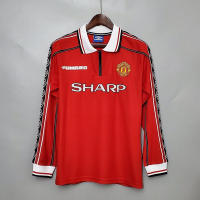 Манчестер Юнайтед домашняя ретро футболка сезона 1998/99 с длинным рукавом