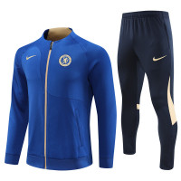 Челси детский спортивный костюм 2023-2024 синий с бежевым